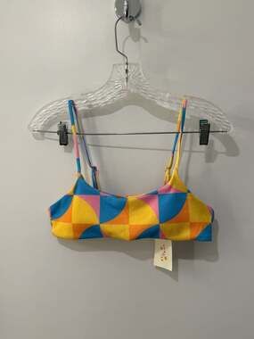 Aurelle Ribbed Geometric Print Bikini Top